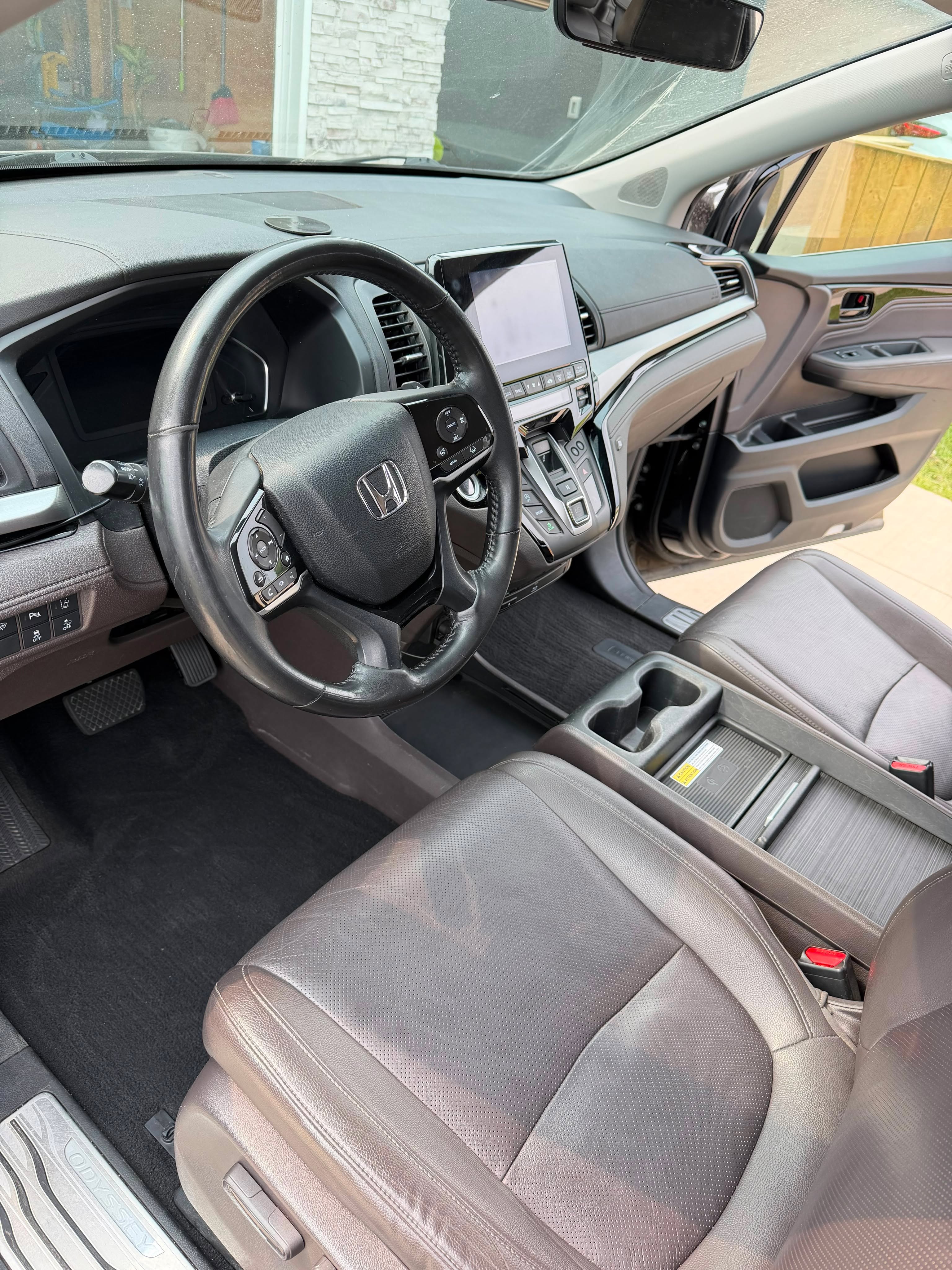 Freshly detailed steering wheel and console